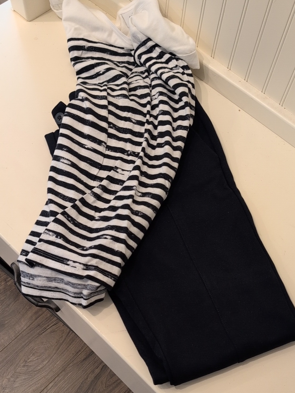 CAbi Black and White Striped Top